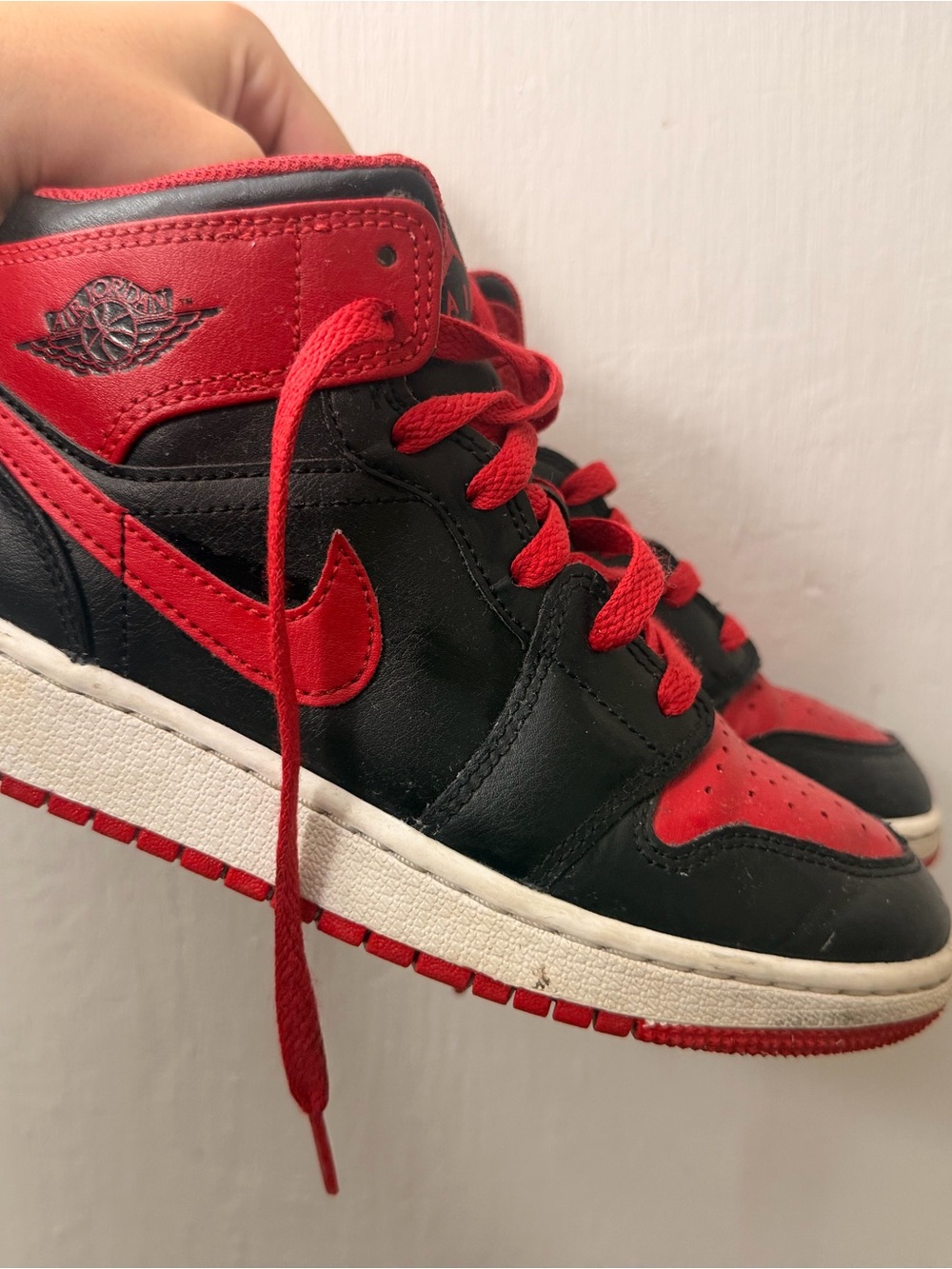 Nike Kids Black and Red Air Jordan Style High-Top Sneakers